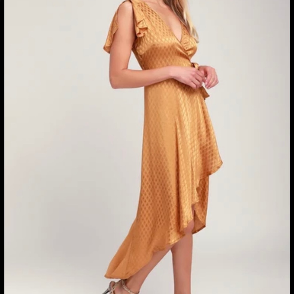 Lulus gold wrap dress
